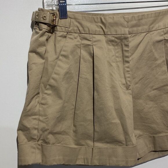 MICHAEL Michael Kors Women's Tan Pleated Front Adjustable Strap Chino Shorts 8 - Picture 2 of 6